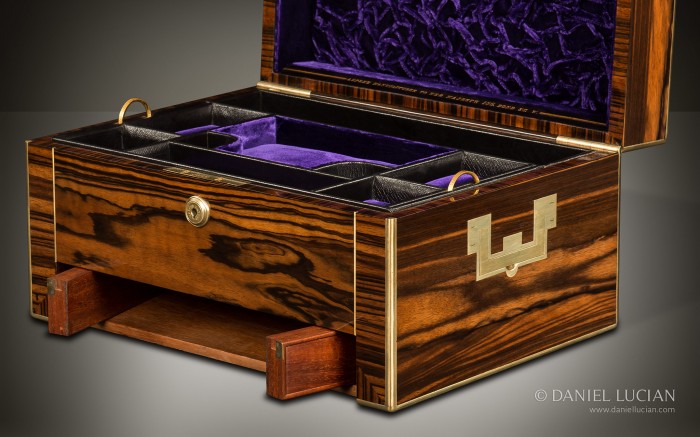 Antique Jewellery Box in Calamander with Removable Secret Compartments, by Asprey