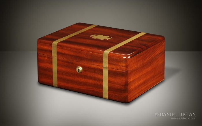 Antique Box in Cuban Mahogany with Brass Strapping, by George Palmer.