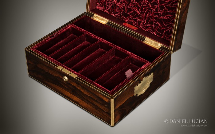 Antique Jewellery Box in Rosewood, by Bramah, Prestage & Ball.