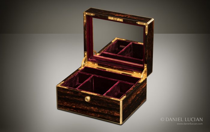 Miniature Antique Jewellery Box in Coromandel, by Leuchars & Son.