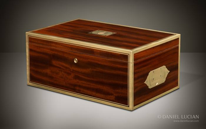 Antique officer’s box in Cuban mahogany with a Turner Patent lock, by David Edwards.