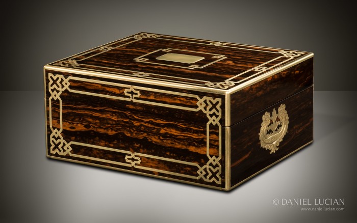 Asprey ‘Exhibition’ Piece - Antique Jewellery Box in Coromandel with Brass Inlay and Secret Compartments.