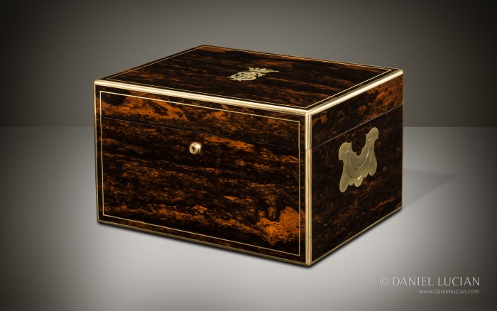 Antique Coromandel Jewellery Box with Two Drawers and Secret Floor Compartment, by Leuchars.