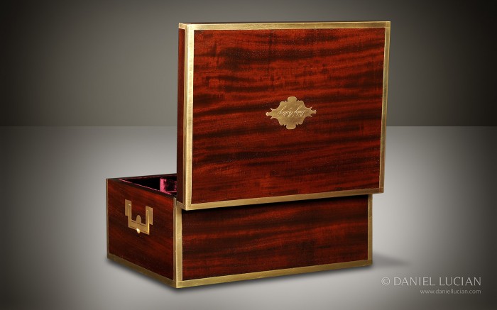 Mahogany Antique Box with Brass Edging.