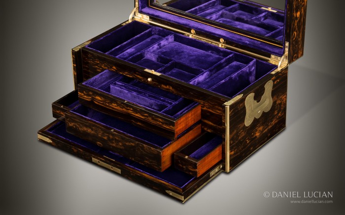 Antique Coromandel Jewellery Box with Concealed Drawers, by William Leuchars.