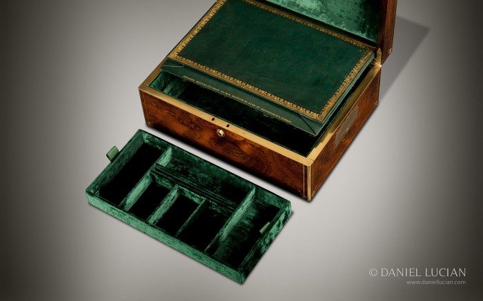 Antique Jewellery Box in Rosewood with Duke Insignia by Edwards.