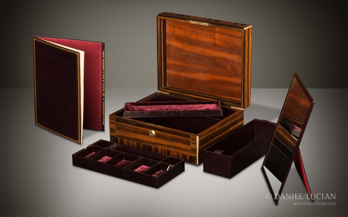 Antique Jewellery Box in Calamander Wood by Edwards.