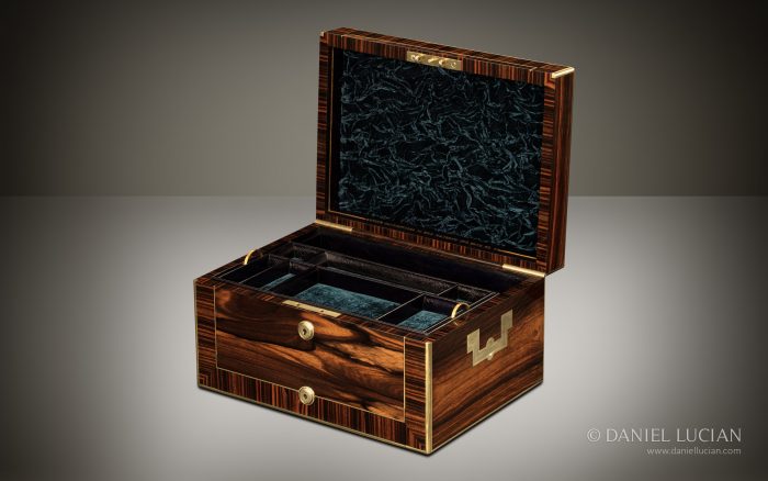 Antique Jewellery Box in Calamander with Secret Wall Compartment, by Asprey.