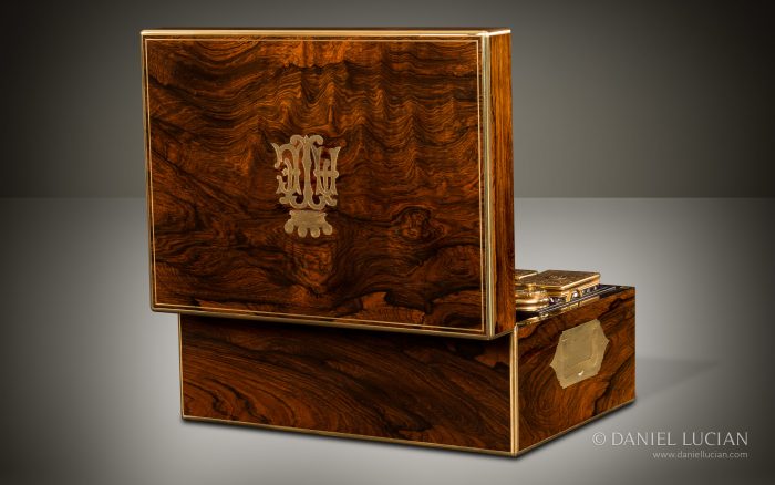 Antique Dressing Case in Rosewood with Silver-Gilt / Gold Fittings by Asprey.