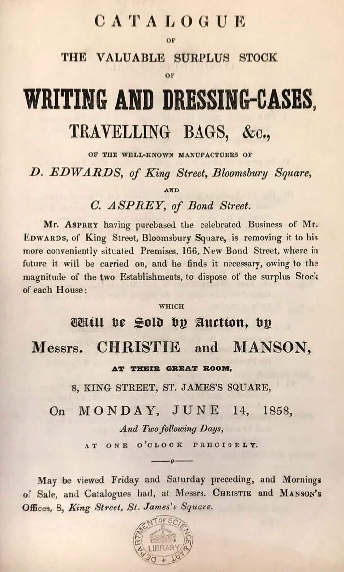 Charles Asprey Auction Catalogue.