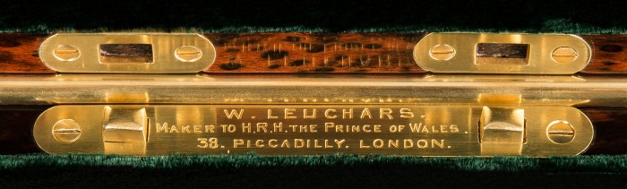 W. Leuchars - Maker to H.R.H. The Prince of Wales - 38 Piccadilly, London' engraved brass manufacturer's plate.