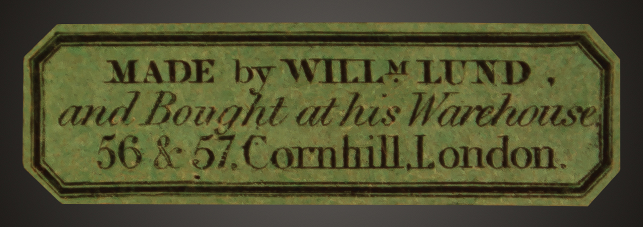 William Lund manufacturer's and retailer's label.