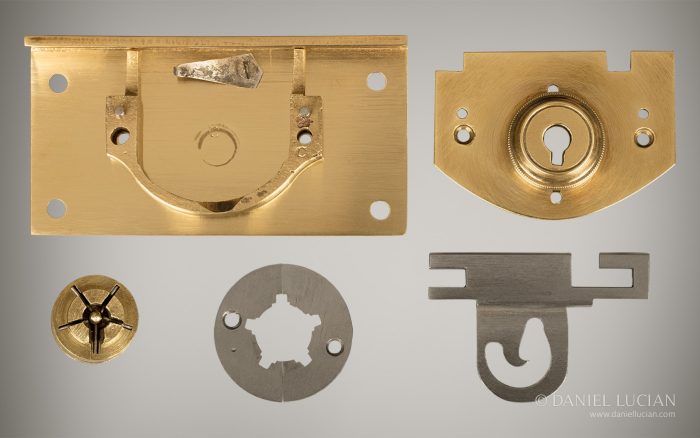 Antique Bramah lock disassembled.