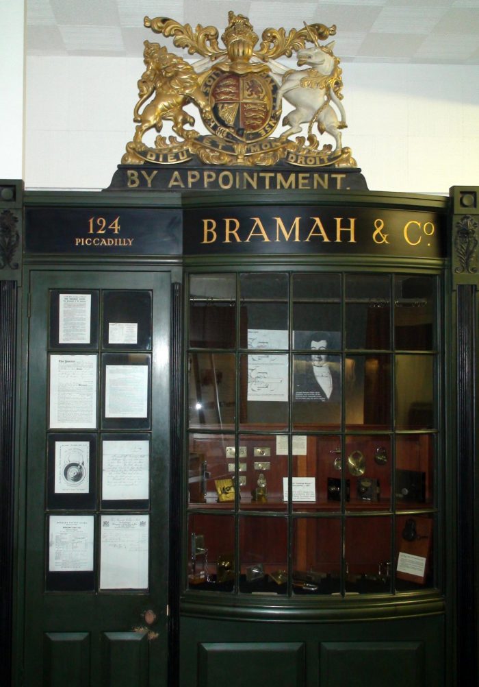 Recreation of Bramah's shop front at 124 Picadilly, London, taken from the Science Museum in London. 