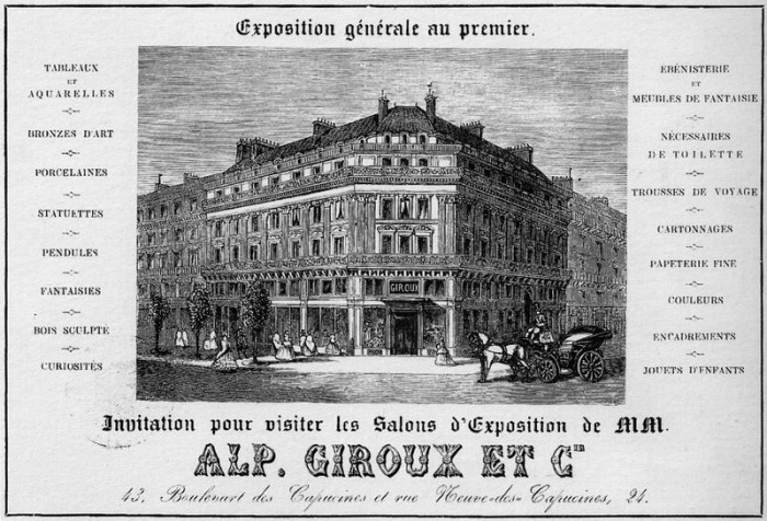 An Alphonse Giroux & Cie shop invitation card.
