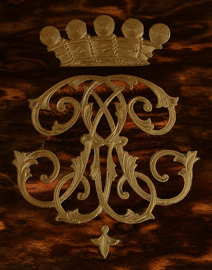Coronet and monogram belonging to Baroness Rothschild.