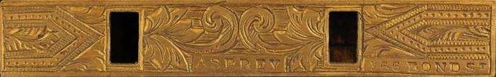 'Asprey - 166 Bond St' stamped onto a Bramah lock plate.