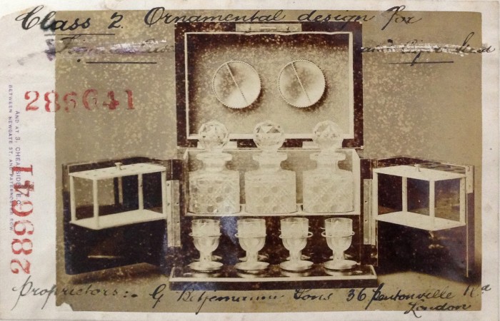 Betjemann patent design for a combined liqueur case and cigar stand.