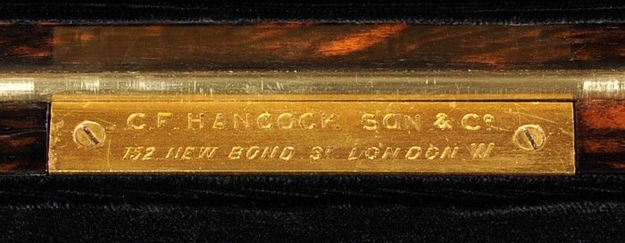 C. F. Hancock, Son & Co. engraved brass retailer's plate.
