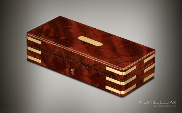 Miniature Antique Jewellery Box in Flame Mahogany, by William Lund.