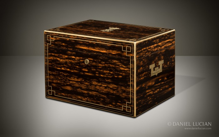 Extra Large Antique Jewellery Box in Coromandel with Concealed Drawers.