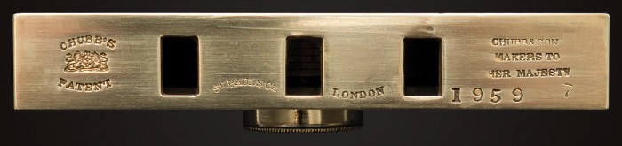 Top view of a Chubb 'Definitive' Detector lock from 1849.