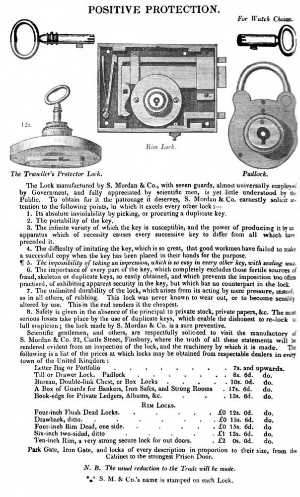 S. Mordan & Co. advertisement from 1831.