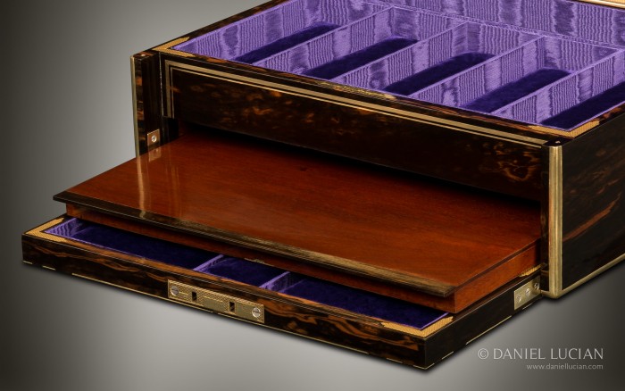 Asprey ‘Exhibition’ Piece - Antique Jewellery Box in Coromandel with Brass Inlay and Secret Compartments.