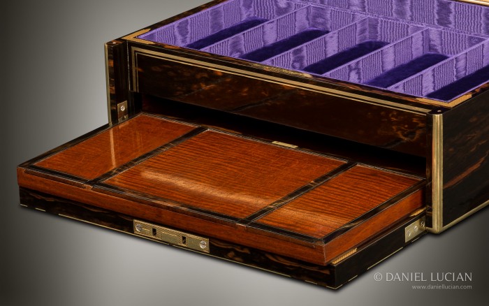 Asprey ‘Exhibition’ Piece - Antique Jewellery Box in Coromandel with Brass Inlay and Secret Compartments.