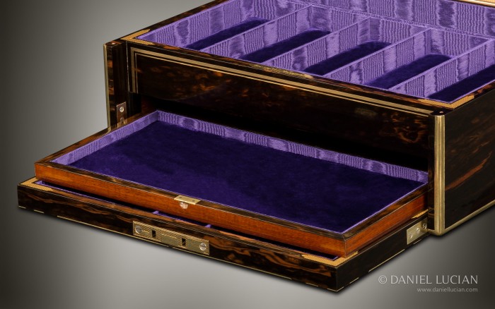 Asprey ‘Exhibition’ Piece - Antique Jewellery Box in Coromandel with Brass Inlay and Secret Compartments.