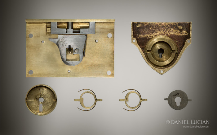 Antique Turner Patent lock disassembled.