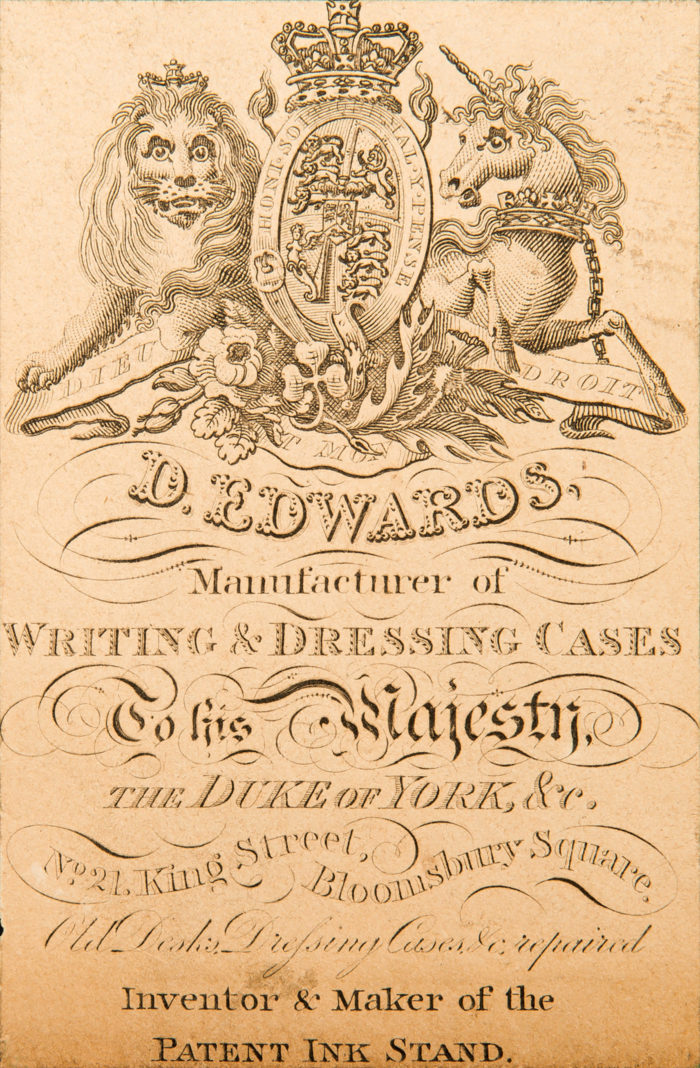 Paper manufacturer's label belonging to David Edwards, from 1827.