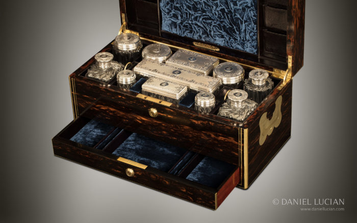 Antique Dressing Case in Coromandel with Silver Fittings, by Fitzmaurice West.