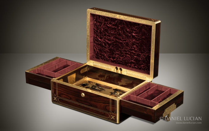 A Royal Commission by Queen Victoria; Antique Prototype Mechanical Jewellery Box in Rosewood.