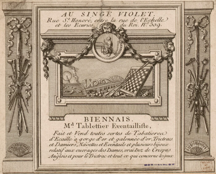 Martin-Guillaume Biennais advertisement/ letterhead from 1789.